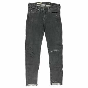 Adriano‎ Goldschmied Jeans Womens 25 Gray Stevie Denim Regular Stretch Cut Hem